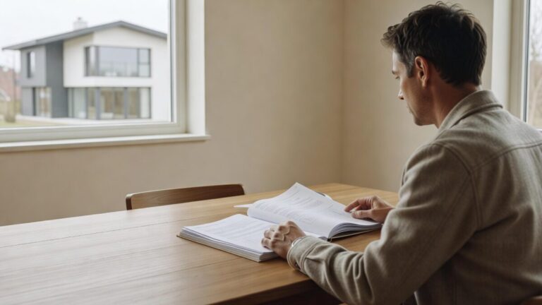 Dossier de diagnostic posé sur une table avant une visite immobilière.