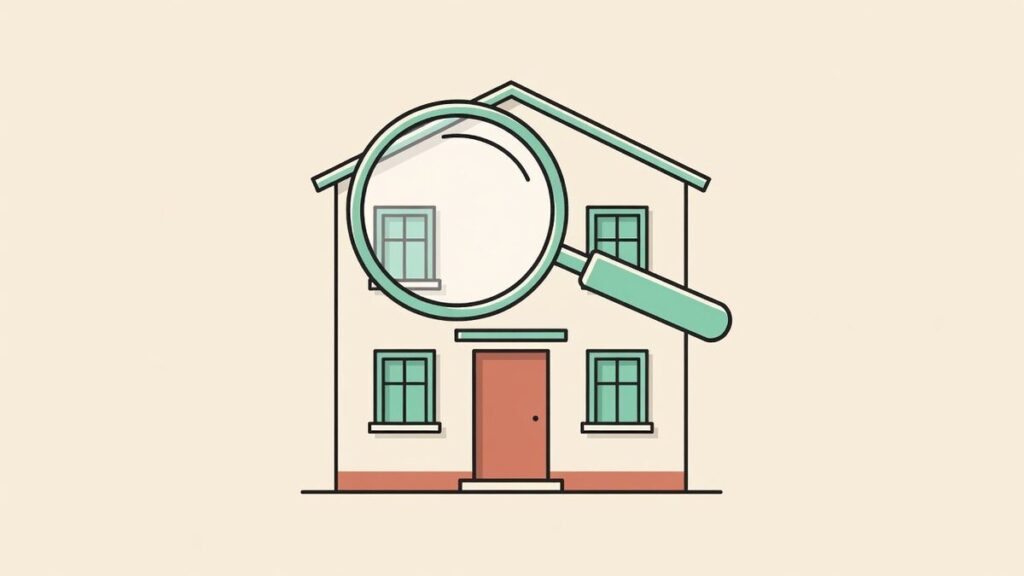 Illustration d'un regard attentif posé sur l'extérieur d'une maison.