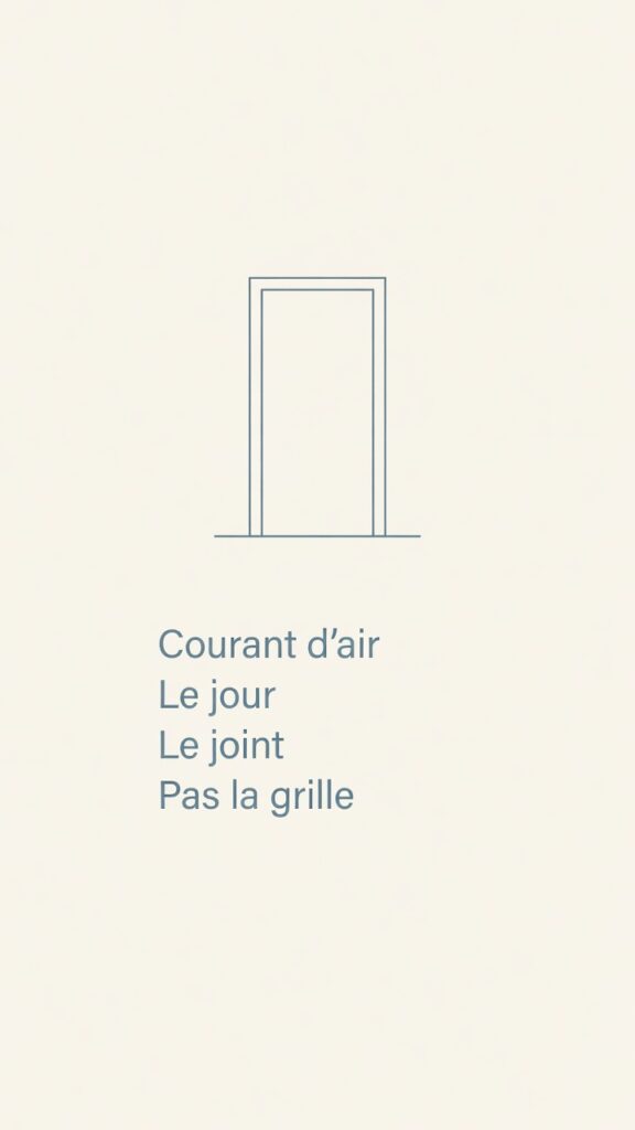 Schéma d'une porte : le jour, le joint, pas la grille
