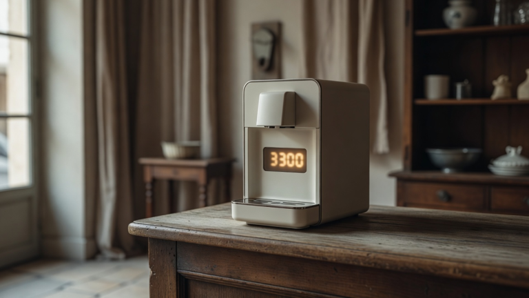 Préparation d’un café à la maison, machine et tasses sur le plan de travail